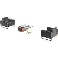 AEA Bureau Set 3pcs 2x Fauteuil Table basse Marron Gris Design Moderne