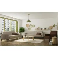 AEA Couchgarnitur Zweisitzer Sessel Grau Stoffsofas Polstersofa 3tlg Set