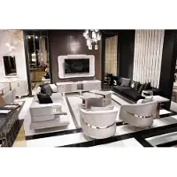 AEA Elegantes weißes Sofa-Set aus Stoff mit Holzdetails für modernes