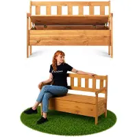 Kadax Banc de jardin en bois avec dossier 120 cm avec coffre, terrasse, balcon, jardin