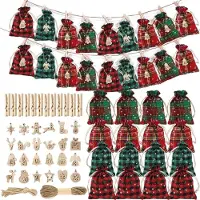 Merkloos Calendrier de l'Avent à remplir avec des petits sacs en jute pour Noël