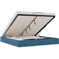 vidaXL Lit ottoman sans matelas bleu foncé 200x200 cm velours