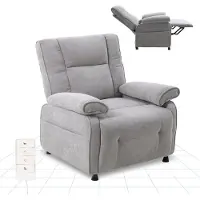 FlexiSpot Fauteuil de relaxation électrique avec fonction d'inclinaison de 105° à 155° et couverture, fauteuil TV à réglage par simple pression sur un bouton, rembourrage épais, jusqu'à 150 kg, gris