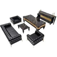 AEA 6tlg. Bürogarnitur Barock Tisch Klassische Komplettbüro Chesterfield Sitzgruppe