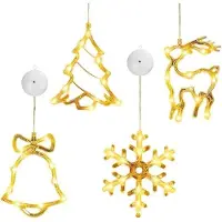 OEM Guirlandes lumineuses LED pour Noël, avec ventouses - Lumière blanche chaude - Décoration intérieure et pour balcon - Lot de 4 pièces