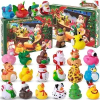 OEM Calendrier de l'Avent 2024 - 24 figurines de dinosaures en gomme, à utiliser comme accessoires de bain pour les tout-petits