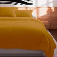 Benza Ibenzoa : Housse de couette 240 x 220 cm – 100% coton, 57 fils/cm², jaune moutarde, pour lits doubles, douce et lavable en machine jusqu'à 60°C