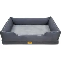 Merkloos Lit orthopédique pour chiens de grande taille, 94,5 x 67 x 19,5 cm, canapé pour chiens avec bords surélevés, rembourrage en mousse moelleux, lit-caverne pour chiens, en peluche