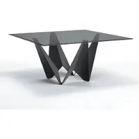 AEA Geometrischer Esstisch mit Glasplatte und schwarzem Metallgestell
