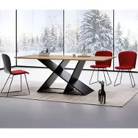 AEA Moderner Brauner Esstisch Luxuriöse Metallbeine Designer Holzplatte