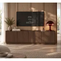 3Xeliving Meuble TV à quatre portes et huit étagères, en bois de noyer, modèle Villa, dimensions : 180 x 40 x 59,7 cm