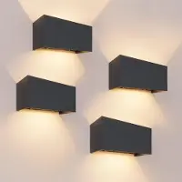 LEDVION lot de 4 applique murale LED noir 9,5W IP54 Up Down