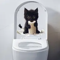 OEM Autocollants pour toilettes Schwarze Kat – Décoration 3D étanche pour le réservoir et le couvercle des toilettes
