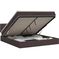 vidaXL Coffre de lit avec matelas, couleur marron foncé, 160 x 200 cm, revêtement en tissu