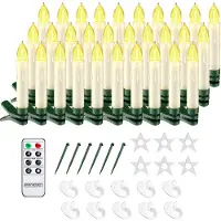 Monzana 30x bougie LED sans câble lumière blanc chaud décoration lumineuse à pile aspect bougie de cire minuterie 24h