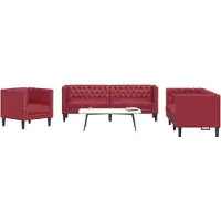 vidaXL Ensemble de canapé Chesterfield 3 pièces vin rouge similicuir