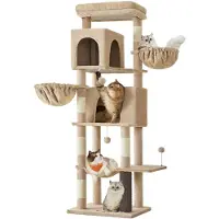Feandrea Arbre à gratter , grand, 174 cm de hauteur, taille XL, avec 2 cachettes et 2 plateformes de repos