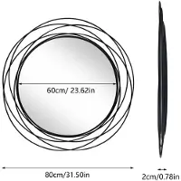 StarTech.com Miroir rond moderne pour le mur - Cadre en fil de métal - Diamètre de 80 cm - Miroir à suspendre - Idéal pour le salon et la salle de bain - Noir