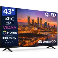 Daewoo 43VB56QV, 109,2 cm (43 pouces), 3840 x 2160 pixels, QLED, Smart TV, Wi-Fi, Noir
