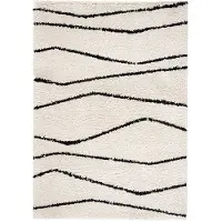 FRAAI Tapis à poils longs | Grand Wire Crème/Noir | 120x170cm | Crème | Rectangulaire | Tapis