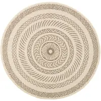 FRAAI Tapis d'extérieur rond en jute | Nomad Aztec Crème | Ø 120cm | Crème | Polypropylène | Rond