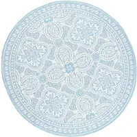 FRAAI Tapis d'extérieur rond | Summer Oriental Bleu Clair | Ø 100cm | Bleu | Polypropylène | Rond