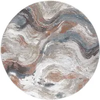 Studio Clarice Tapis rond abstrait | Xavier Wave Bleu/Rouge | Ø 240cm | Bleu | Rond | Tapis