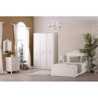 AEA Garnitur Bett Jugendbett Funktionsbett Ausziehbares Set 5tlg Holz Weiß