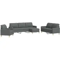 vidaXL Ensemble de canapés 4 pièces avec pouf Tissu gris foncé