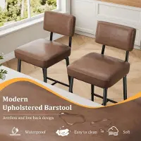 StarTech.com Ensemble de 2 tabourets de bar - Tabourets de cuisine - Hauteur d'assise de 66 cm - Marron - Similicuir - Rembourrés - Avec dossier - Structure en métal