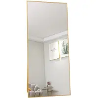 StarTech.com Miroir de pleine longueur – Miroir sur pied ou mural – 180 x 80 cm – Cadre en métal doré – Verre de sécurité – Livré avec un pied – Style moderne