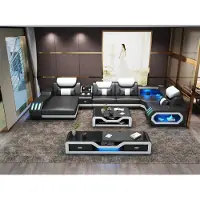AEA Moderne Design Wohnlandschaft Ecksofa Sofa Couch Polster RTV Couchtisch Leder