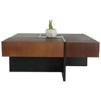 AEA Couchtisch Wohnzimmertisch Kaffeetisch Stauraum Schublade Holz Braun