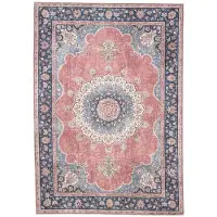 De Onlinewinkelier b.v. Volero - Tapis Vintage - Lily Médaillon Rouge/Rose | Floral - 200x290cm