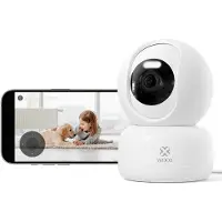 WOOX Caméra de surveillance intérieure , 2K, 360°, Wi-Fi, caméra intérieure pour animaux de compagnie avec vision nocturne couleur
