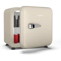 Klarstein Audrey Evo 43L Mini Frigo - Design Rétro, Silencieux 40 dB, Thermostat Réglable, Porte Réversible, Petit Frigo pour Chambres & Bureaux, Crème