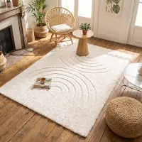 FRAAI Tapis doux à poils longs | Carvy Arches Crème | 80x150cm | Crème | Rectangulaire | Tapis