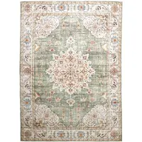 FRAAI Tapis d'extérieur vintage | Médaillon Santo Vert Olive | 230x330cm | Vert | Rectangulaire | Tapis d'extérieur