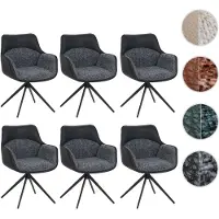 Mendler Ensemble de 6 chaises de salle à manger HWC-R23, chaise de cuisine pivotante, revêtue de similicuir et de tissu chenille (410 g/m²), de couleur gris foncé