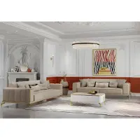 AEA Garnitur Dreisitzer Zweisitzer Beige Sofas Stoffsofa Polstersofa 2tlg