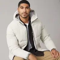 Jack & Jones Manteau matelassé à capuche surface hommes - Moonbeam