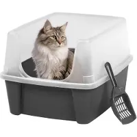 IRIS OHYAMA Le bac à litière du chat est gris