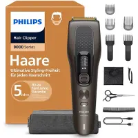Philips Zastřihovač à cheveux HC9721, Série 9000, Marron, 1 mm, Titane, Fonctionnement sur batterie, Batterie intégrée, 1 heure