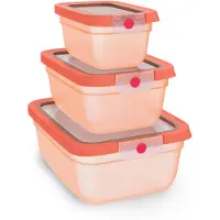 EMSA Oneclick N1231500 Boîte Hermétique Alimentaire Rectangulaire Régler Orange 3 Pièces