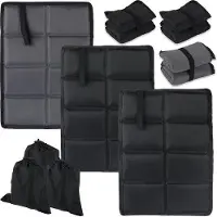 Benza Coussin de siège thermique pliable et étanche Ibenzoa – Lot de 3, tissu Oxford, 29 x 40 x 0,8 cm, gris/noir, pour activités de plein air et camping