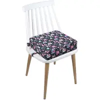 Benza Ibenzoa : Siège élévateur réglable pour enfants – portable, avec motif éléphant en noir et rose, en mousse de polyester, avec housse en toile amovible et 2 sangles de sécurité réglables