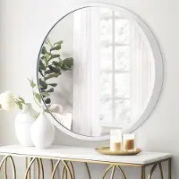 Merkloos Miroir rond - Miroir de salle de bain de 50 cm avec cadre en métal