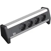 Bachmann DESK 1 - Bâti de prises - CA 230 V - entrée, entrée GST18 - prises de sortie : 4 - Allemagne - noir, aluminium anodisé (902.0049)
