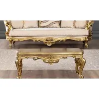 Casa Padrino Table basse de luxe baroque or - Table de salon somptueuse en bois massif de style baroque - Meubles de salon et d'hôtel baroques - Nobles et somptueux