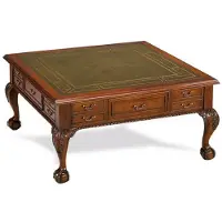 Casa Padrino Luxus Barock Couchtisch Dunkelbraun / Grün 100 x 100 x H. 49 cm - Table de salon de style baroque avec 20 tiroirs - Meubles de salon de luxe de style baroque - Meubles baroques